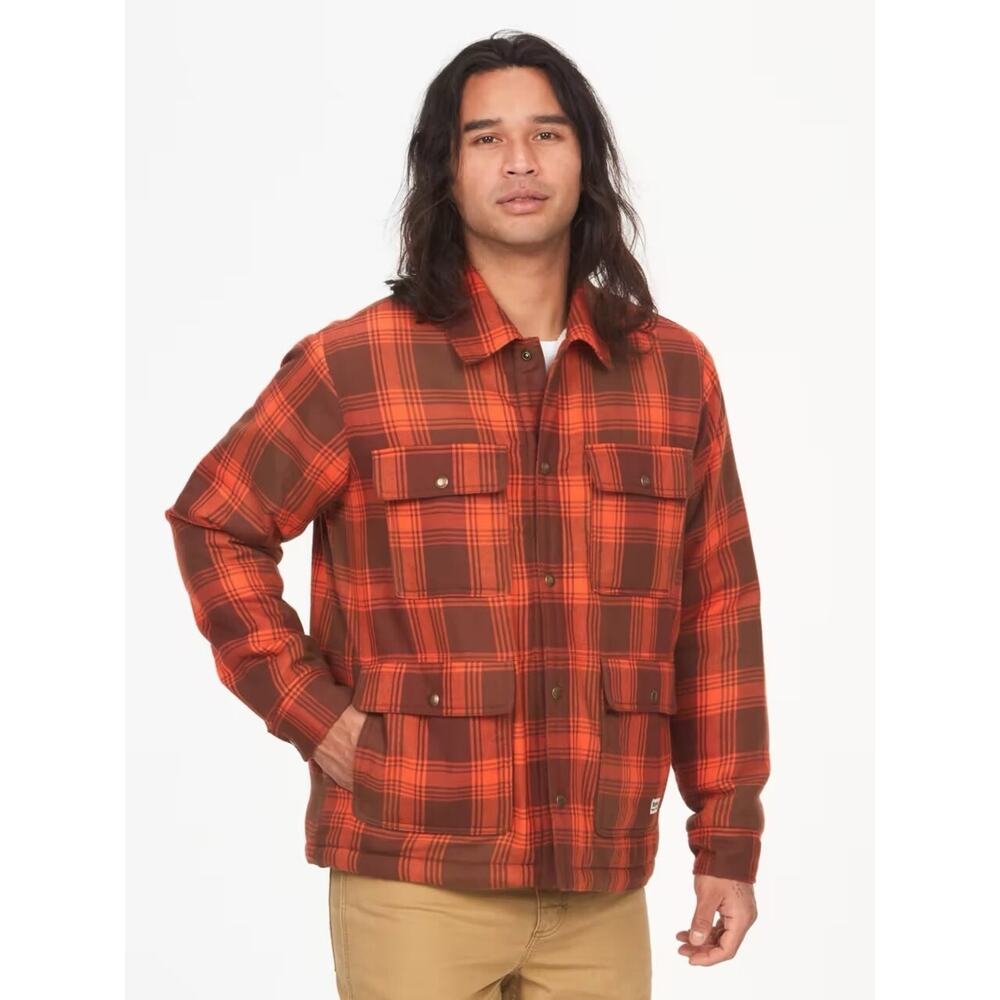 Marmot Men’s Ridgefield Heavyweight Sherpa-Lined Flannel Shirt Jacket Chocolate